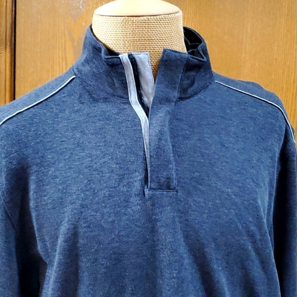 Boss by hugo boss grey 1/4 zip pullover with patch elbows cotton
